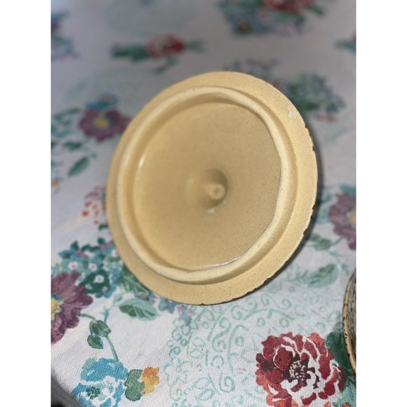 USA  crock roseville oh Spongeware Stoneware ICED TEA Cooler Dispenser w Lid - Picture 6 of 8